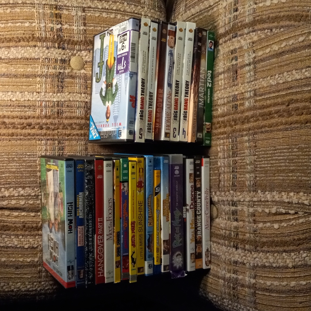 Mostly comedy movies. All great titles. Selling cheap. Watched once.
